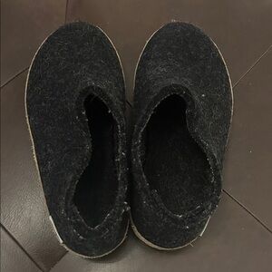 Glerups Kids Slippers-charcoal, leather bottom
